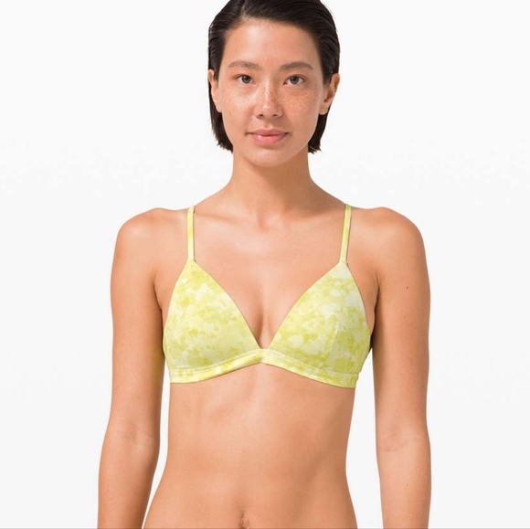 Lululemon Deep Sea Swim Bikini Top Size 4 Dappled Blossom Yellow Multi - Picture 1 of 16